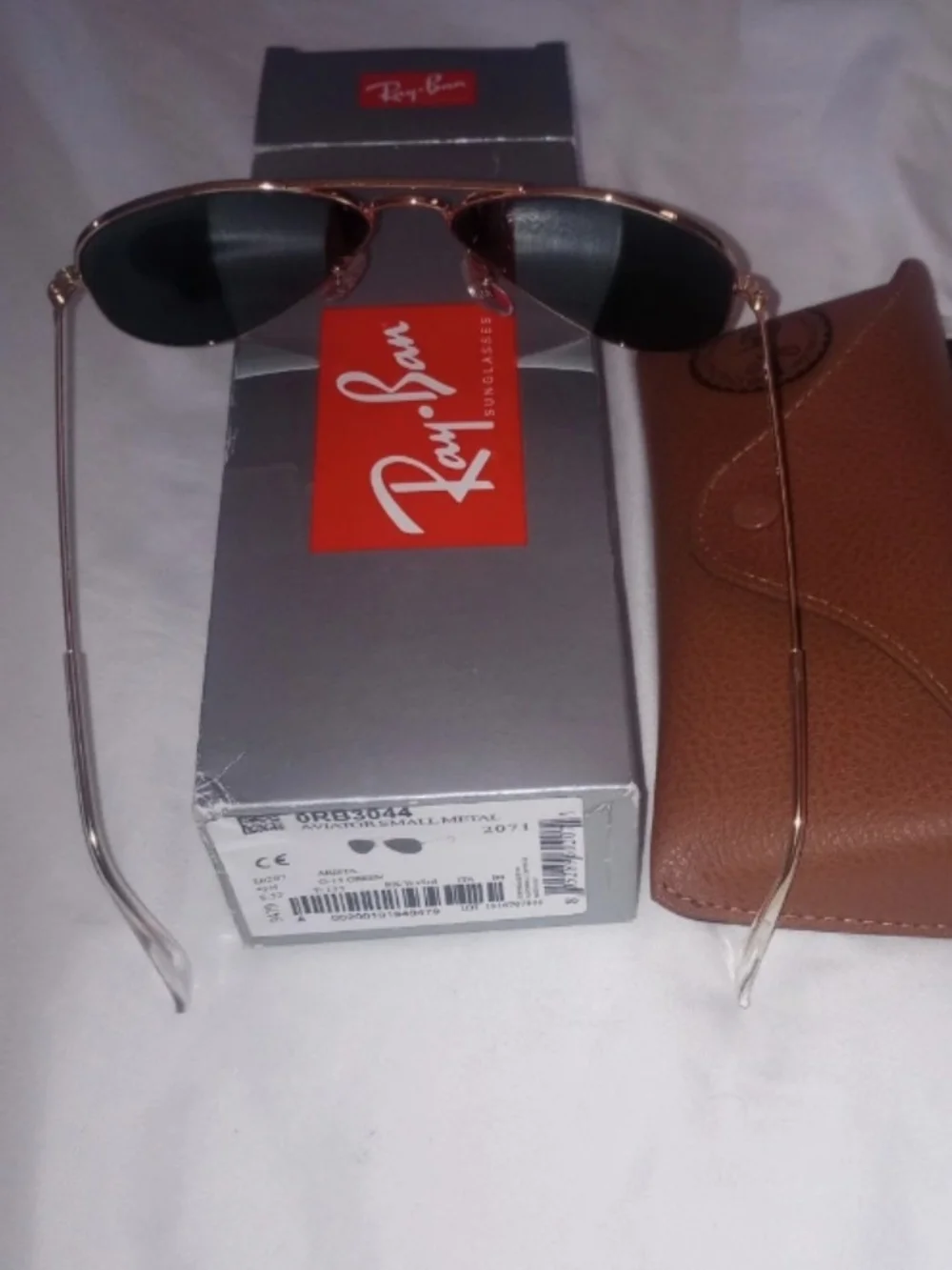 Ray-Ban Unisex Aviator Small Metal Gold Sunglasses (RB3044) Gold/G-15 Green, New